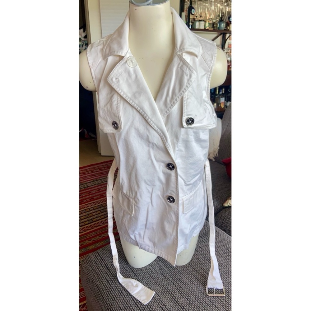 Michael Michael Kors Slvlss White Button-up Vest, Sz M